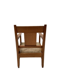 Art Deco Modernist Club Chair with Rush Seat, 1920s